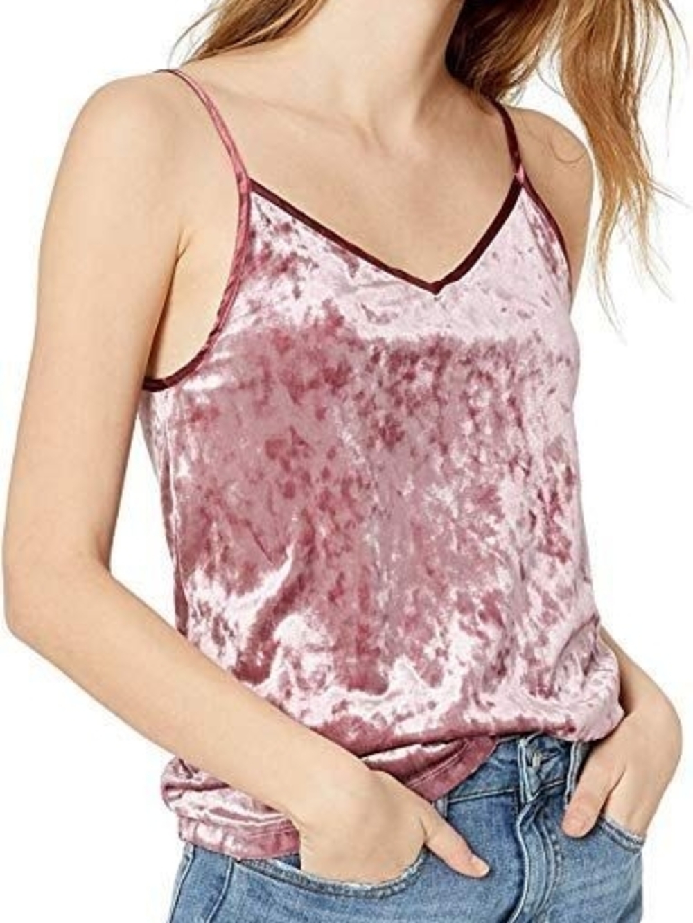 stradivarius Mauve Velvet Spaghetti Strap Cami